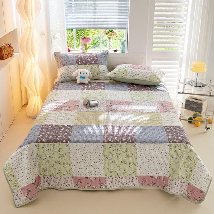 91家纺网 家纺一手货源 找家纺 X猫先生 2026新款全棉床盖小清新夹棉床单炕盖四季跑量款 幽兰情丝