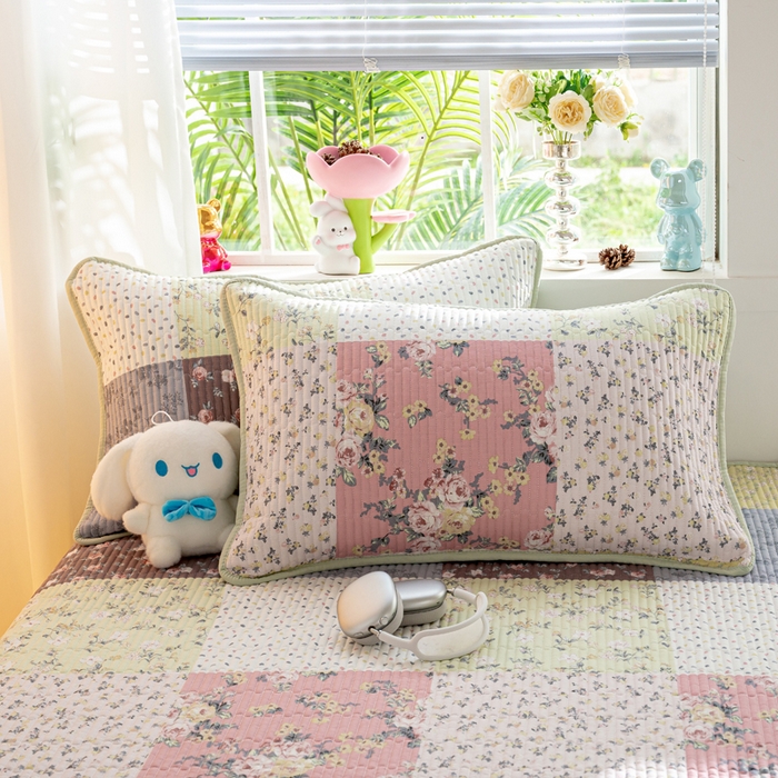 91家纺网 家纺一手货源 找家纺 X猫先生 2026新款全棉床盖小清新夹棉床单炕盖四季跑量款 幽兰情丝