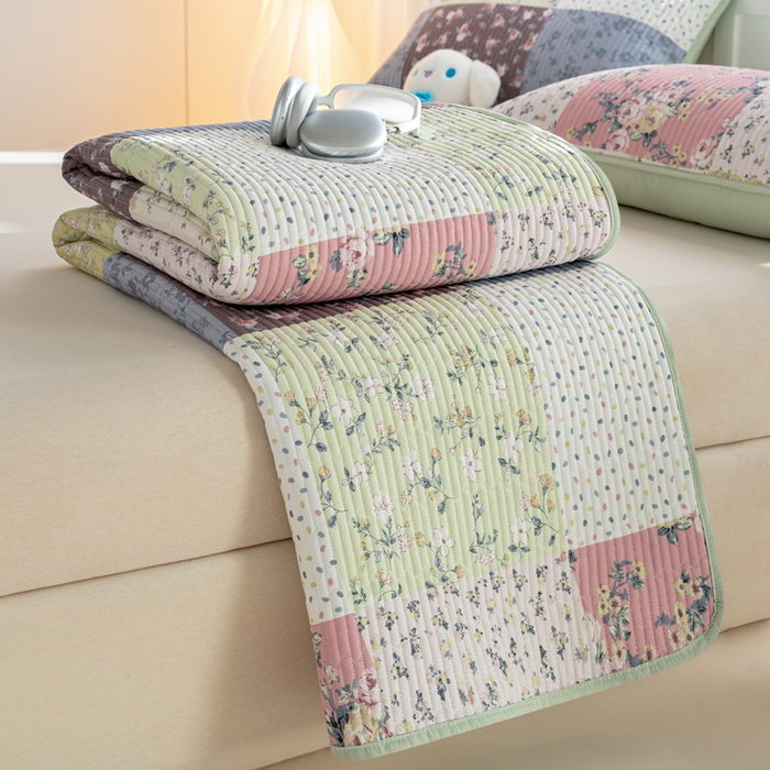 91家纺网 家纺一手货源 找家纺 X猫先生 2026新款全棉床盖小清新夹棉床单炕盖四季跑量款 幽兰情丝