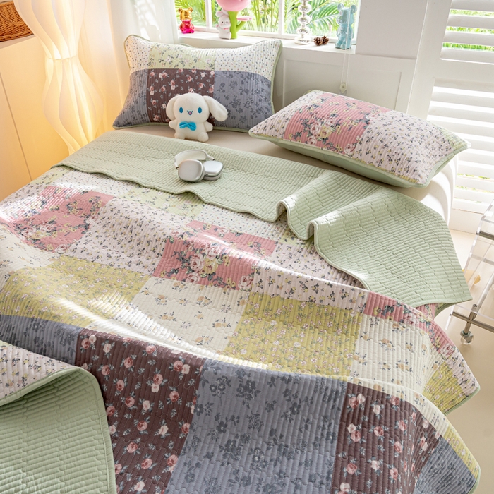 91家纺网 家纺一手货源 找家纺 X猫先生 2026新款全棉床盖小清新夹棉床单炕盖四季跑量款 幽兰情丝