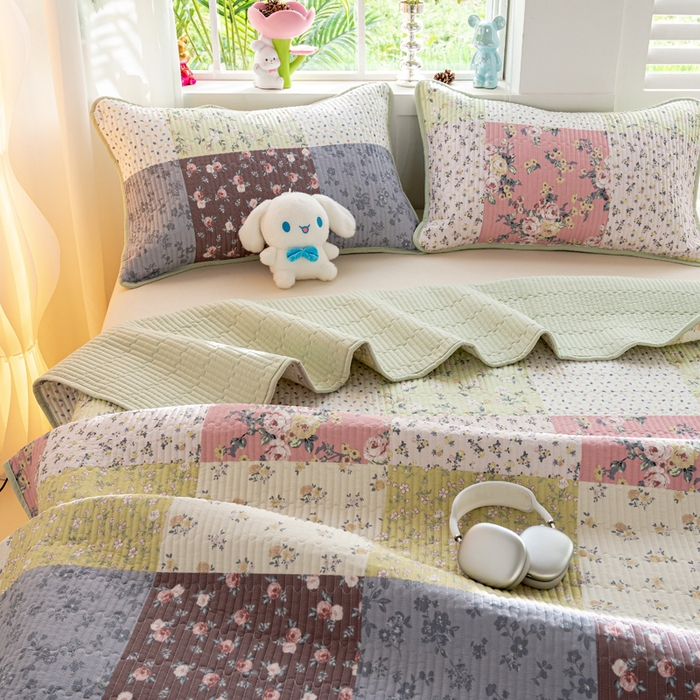 91家纺网 家纺一手货源 找家纺 X猫先生 2026新款全棉床盖小清新夹棉床单炕盖四季跑量款 幽兰情丝