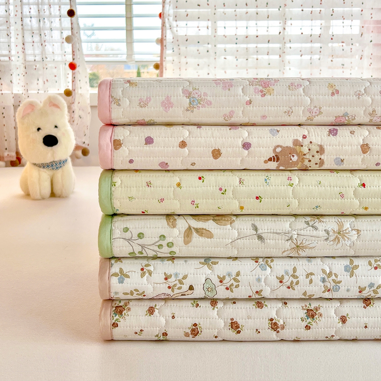 91家纺网 家纺一手货源 找家纺 X猫先生 2026新款全棉床盖小清新夹棉床单炕盖四季跑量款 组合图