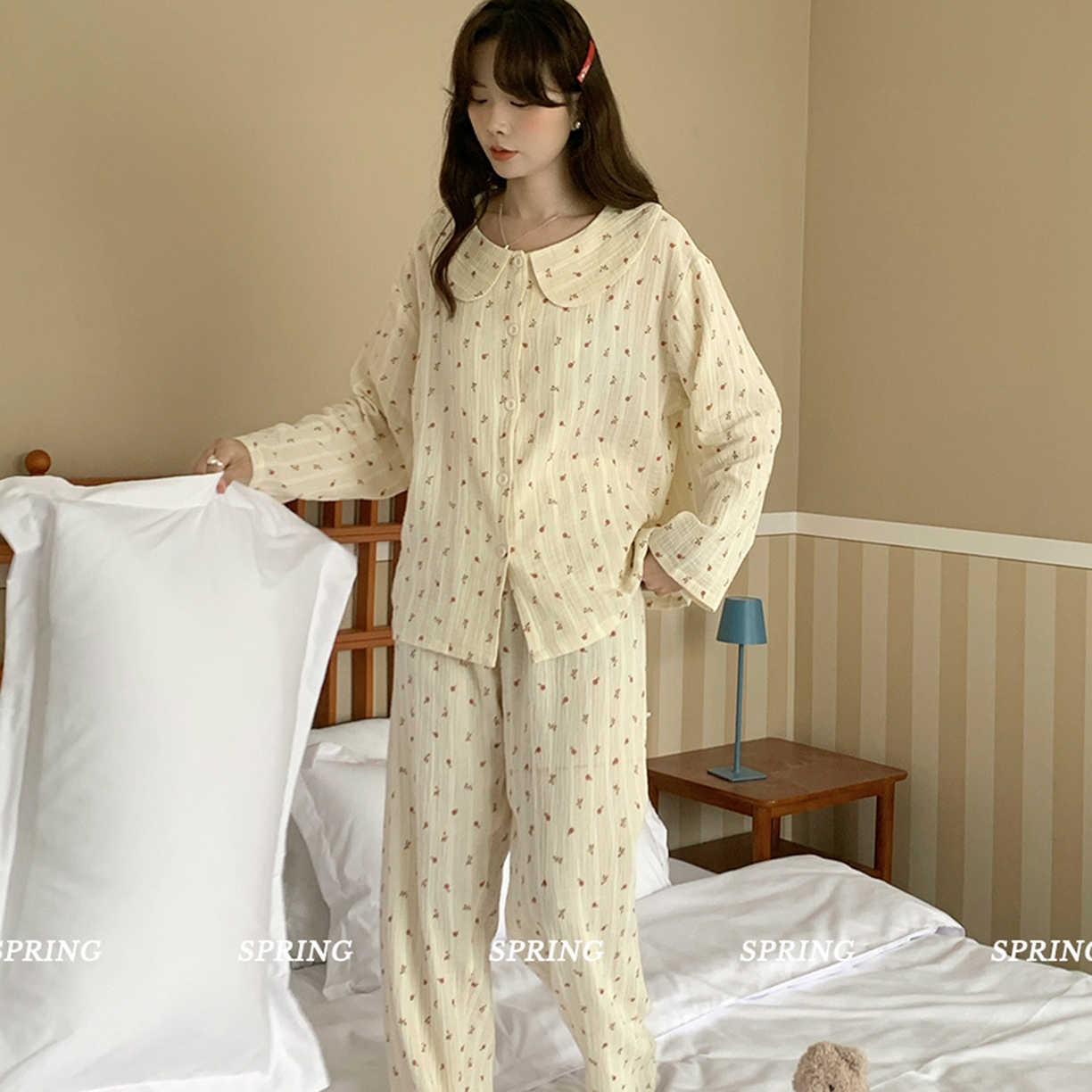 91家纺网 家纺一手货源 找家纺 妍景家居生活馆 2026新款梦园甜系花花衣 杏色