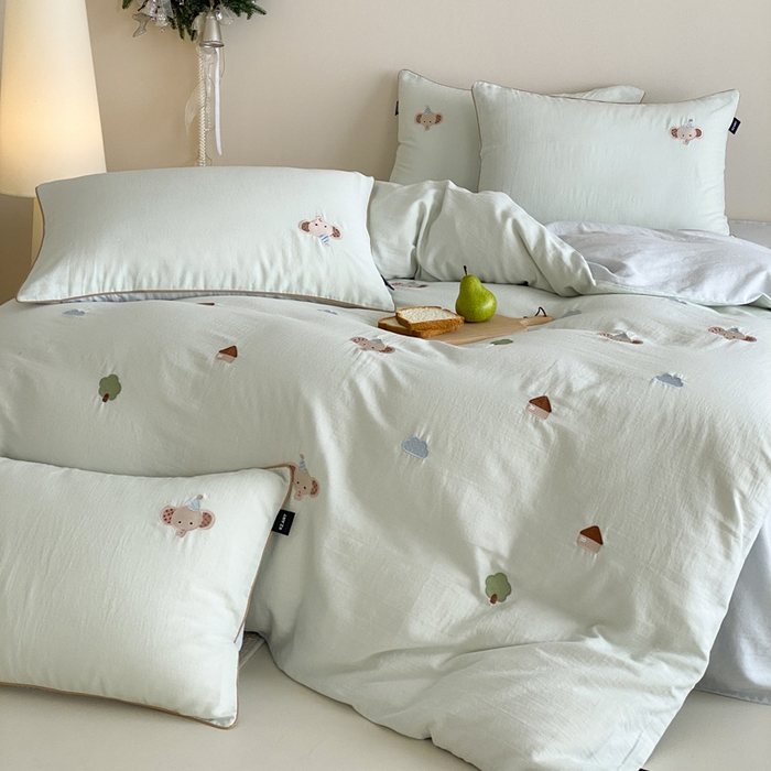 91家纺网 家纺一手货源 找家纺 （总）卡姿家纺 2026春夏双层纱软萌糯叽叽系列——小象乐园