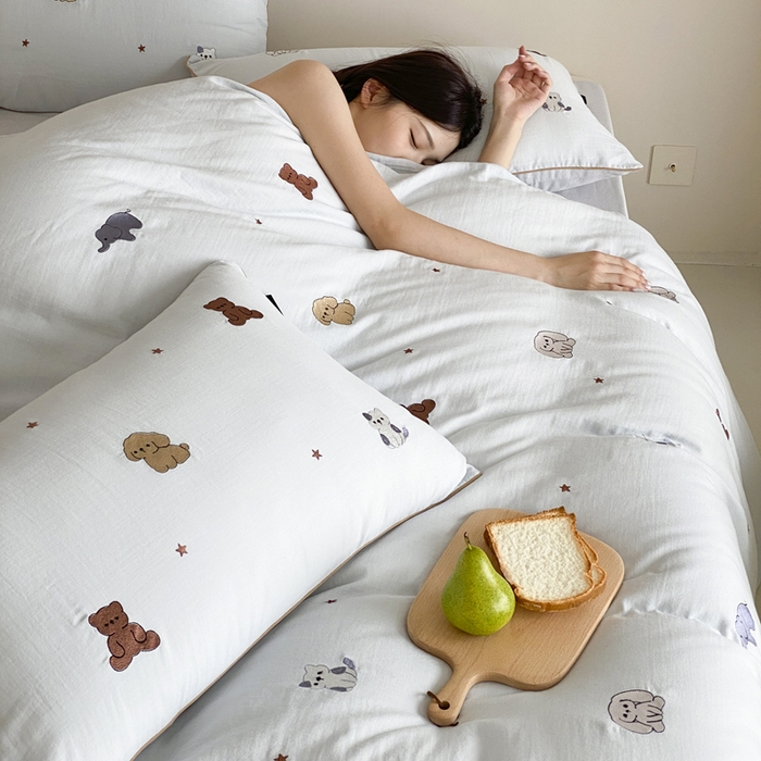 91家纺网 家纺一手货源 找家纺 卡姿家纺 2026春夏双层纱软萌糯叽叽系列——动物园 动物园-蓝