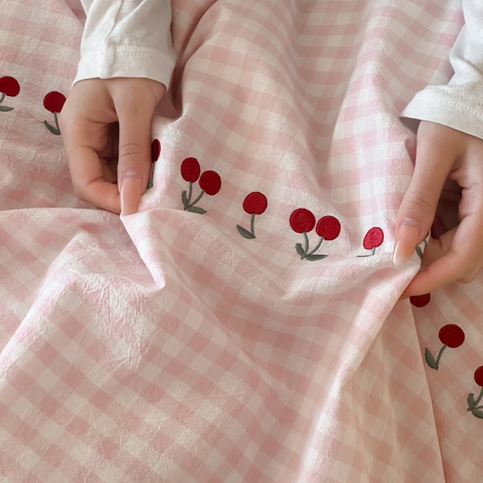 91家纺网 家纺一手货源 找家纺 （总）卡姿家纺 2026春夏色织水洗棉甜美风—樱桃可露莉