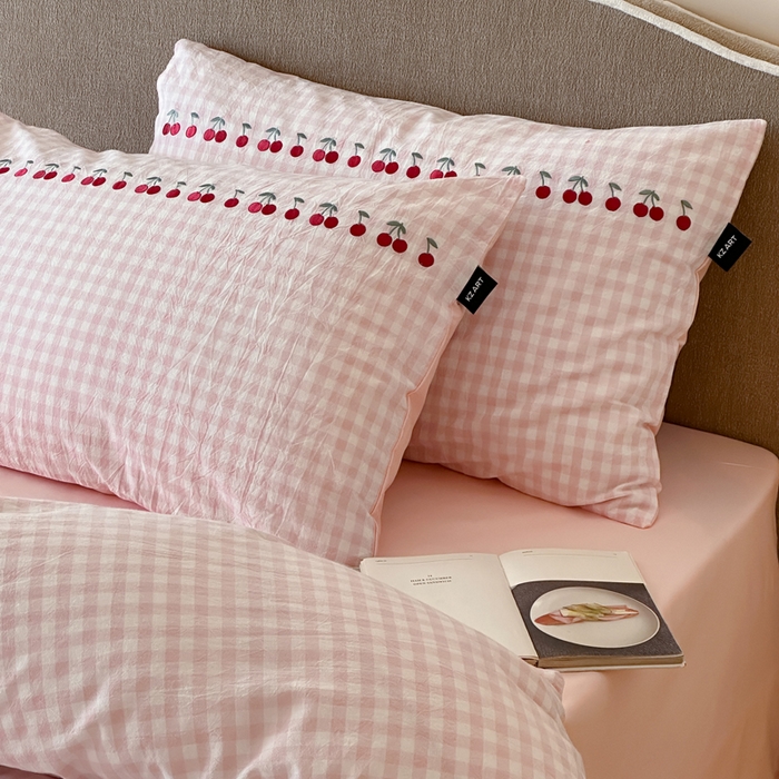 91家纺网 家纺一手货源 找家纺 （总）卡姿家纺 2026春夏色织水洗棉甜美风—樱桃可露莉