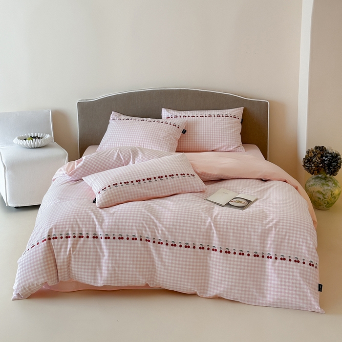 91家纺网 家纺一手货源 找家纺 （总）卡姿家纺 2026春夏色织水洗棉甜美风—樱桃可露莉