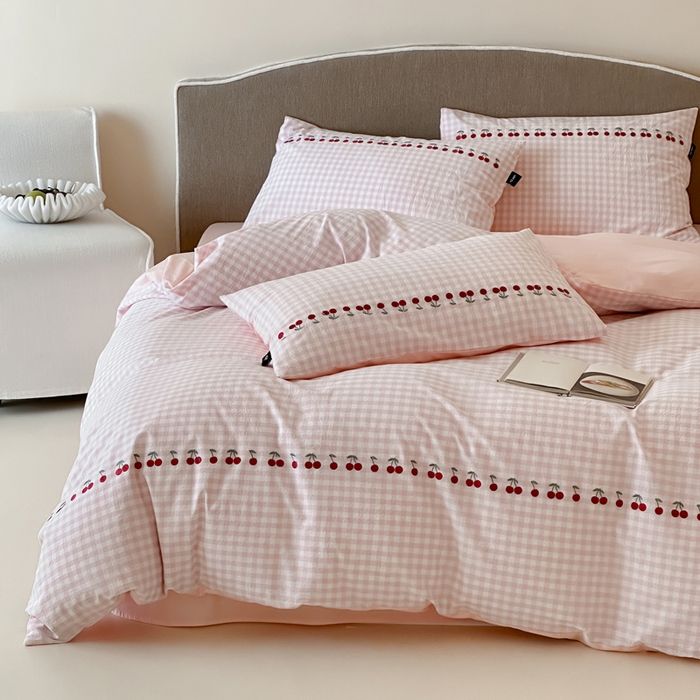 91家纺网 家纺一手货源 找家纺 （总）卡姿家纺 2026春夏色织水洗棉甜美风—樱桃可露莉