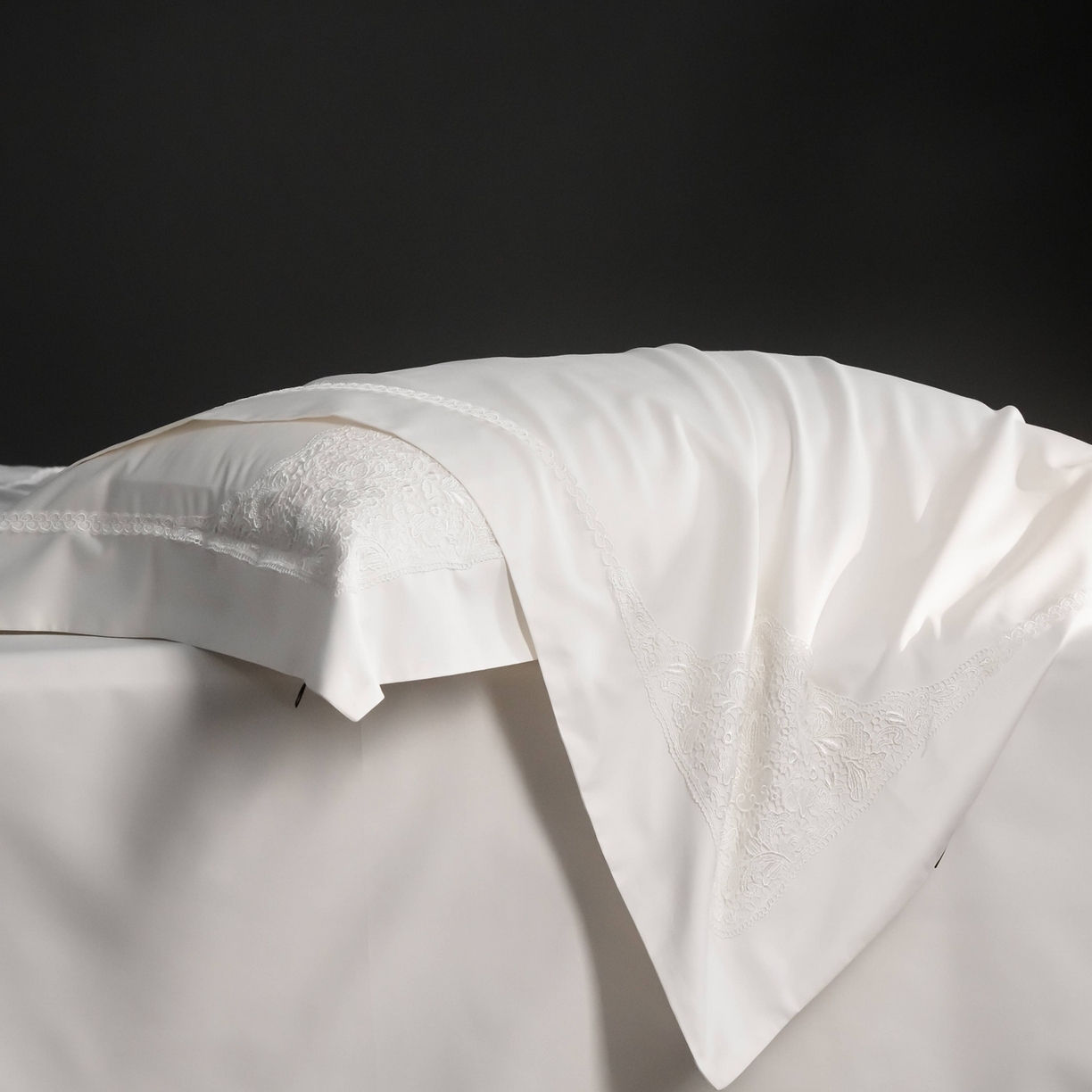 91家纺网 家纺一手货源 找家纺 （总）卡巴伦家纺 2026新款80支埃及长绒棉纯棉轻奢法式蕾丝花边款四件套系列-巴黎庄园（会员：套件-20元 商品价格不得低于：标准：598元）