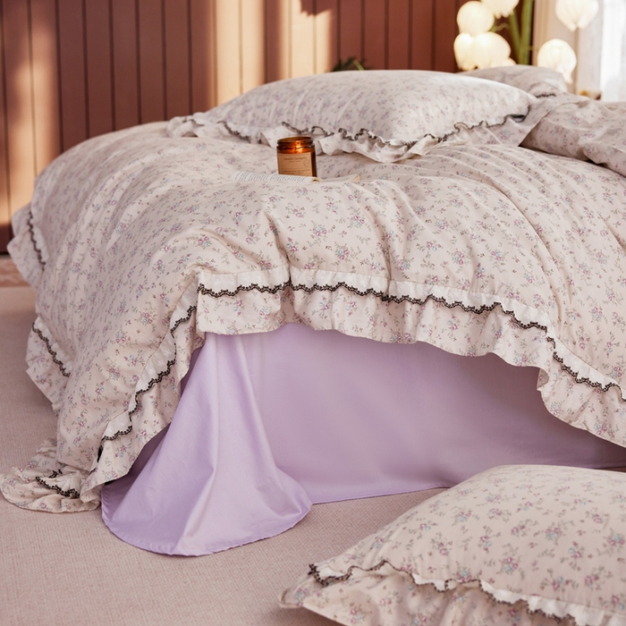 91家纺网 家纺一手货源 找家纺 （总）卡姿家纺 2026春夏韩版小碎花双层花边系列