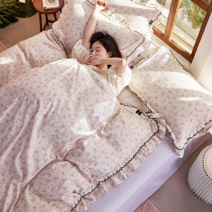 91家纺网 家纺一手货源 找家纺 （总）卡姿家纺 2026春夏韩版小碎花双层花边系列