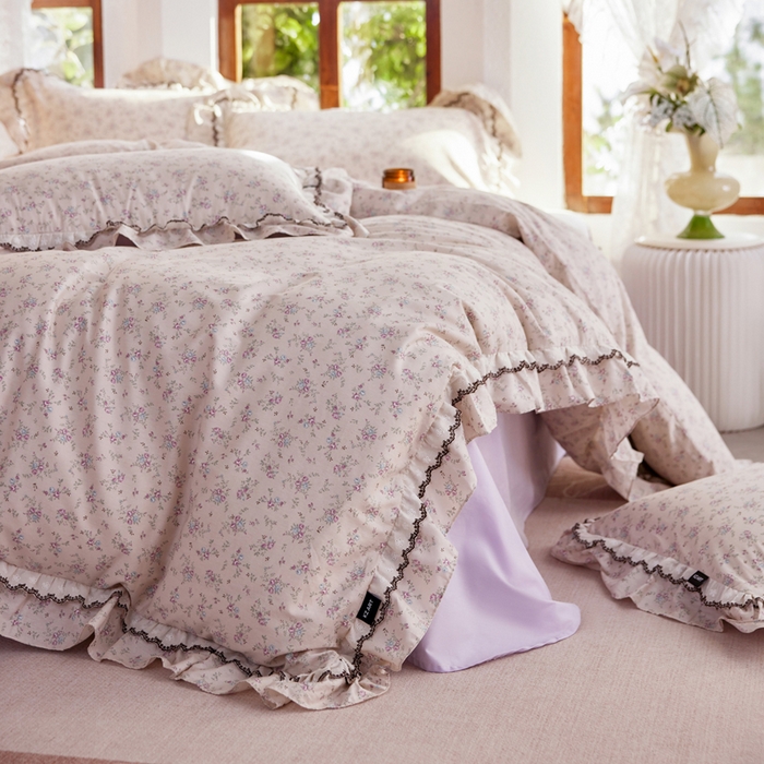 91家纺网 家纺一手货源 找家纺 （总）卡姿家纺 2026春夏韩版小碎花双层花边系列