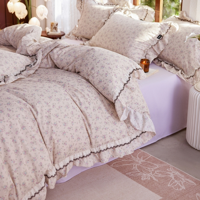 91家纺网 家纺一手货源 找家纺 （总）卡姿家纺 2026春夏韩版小碎花双层花边系列