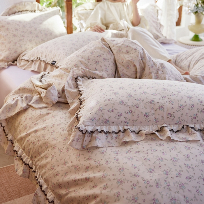 91家纺网 家纺一手货源 找家纺 （总）卡姿家纺 2026春夏韩版小碎花双层花边系列