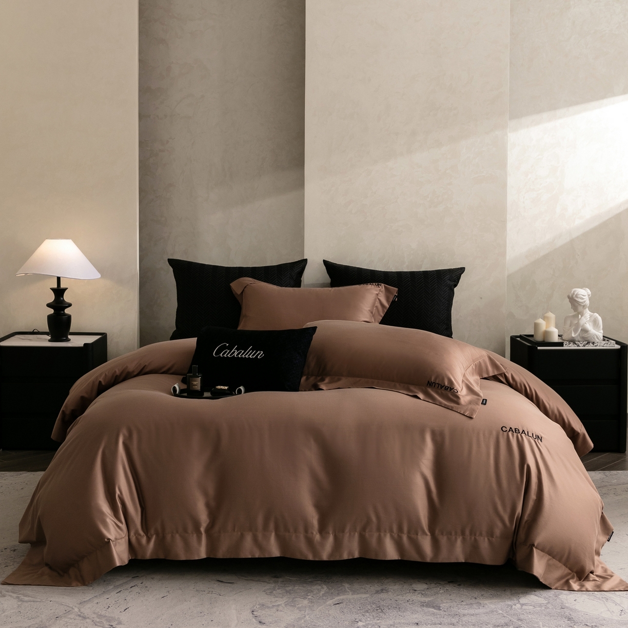 91家纺网 家纺一手货源 找家纺 卡巴伦家纺 2026新款80超细旦天丝棉磨毛四件套（会员：套件-20元 商品价格不得低于：标准：468） 秋水伊人