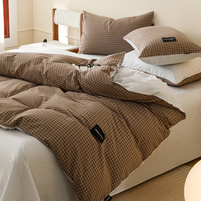 卡姿家纺 2026春夏色织水洗棉无印复古风格 空野棕