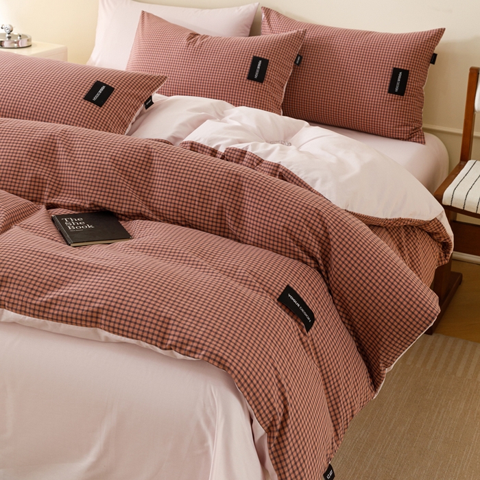 卡姿家纺 2026春夏色织水洗棉无印复古风格 梵舍粉