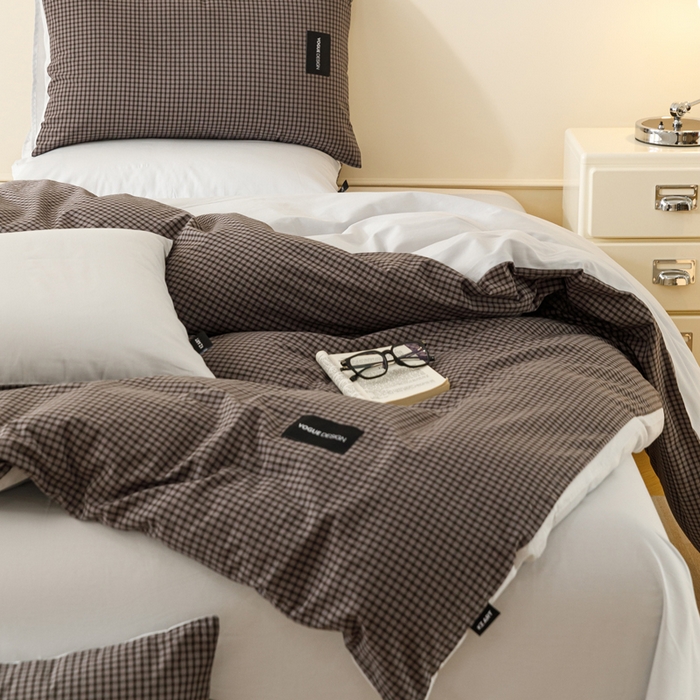 91家纺网 家纺一手货源 找家纺 卡姿家纺 2026春夏色织水洗棉无印复古风格 梵舍灰