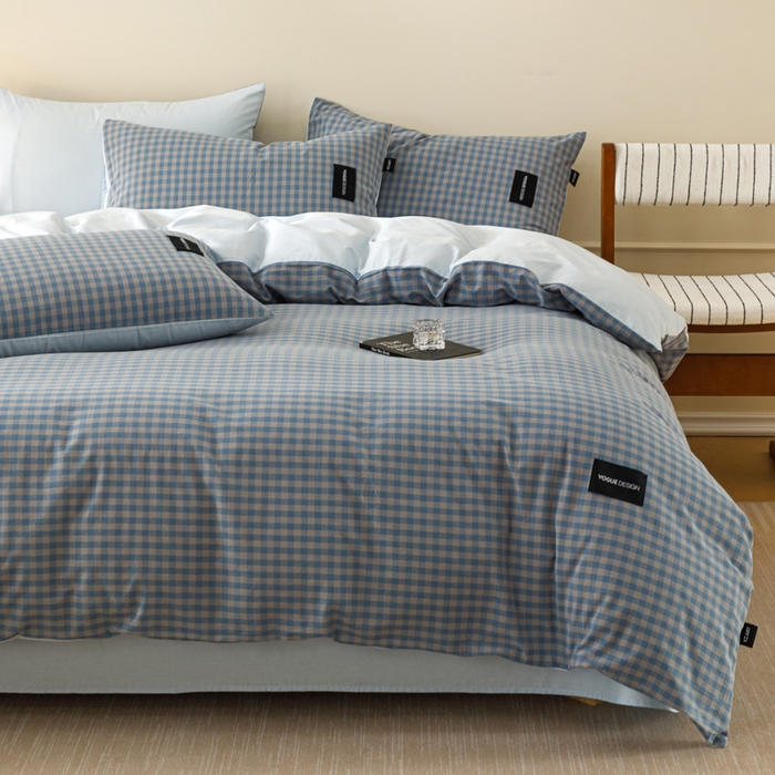 91家纺网 家纺一手货源 找家纺 卡姿家纺 2026春夏色织水洗棉无印复古风格 杰西卡雾兰