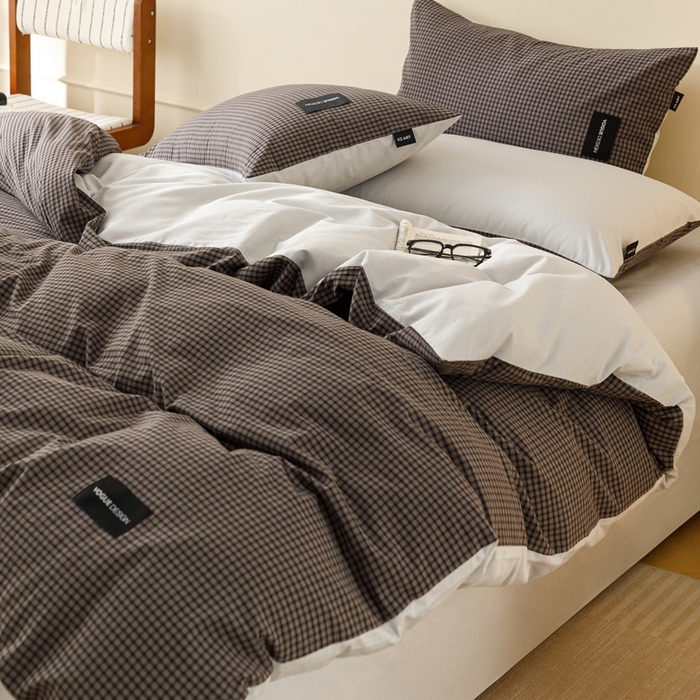 91家纺网 家纺一手货源 找家纺 卡姿家纺 2026春夏色织水洗棉无印复古风格 梵舍灰