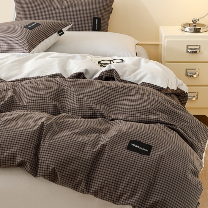 91家纺网 家纺一手货源 找家纺 卡姿家纺 2026春夏色织水洗棉无印复古风格 梵舍灰