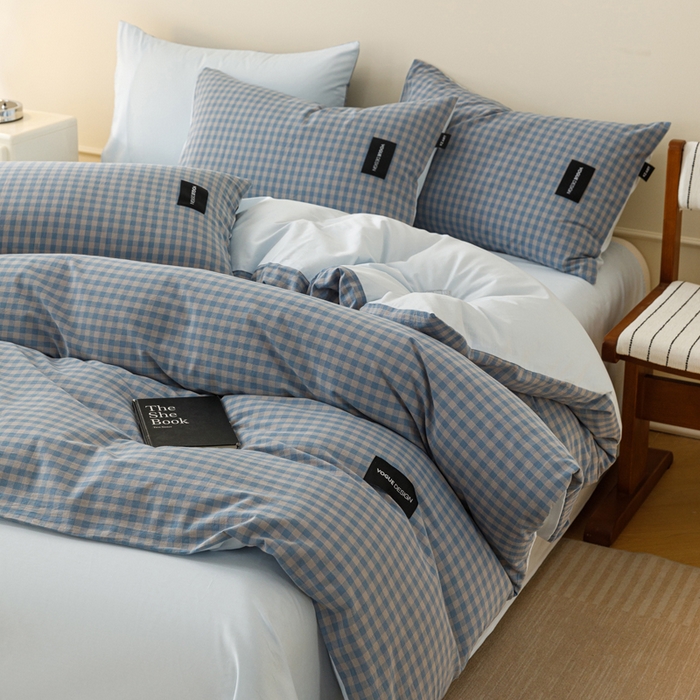 91家纺网 家纺一手货源 找家纺 卡姿家纺 2026春夏色织水洗棉无印复古风格 杰西卡雾兰