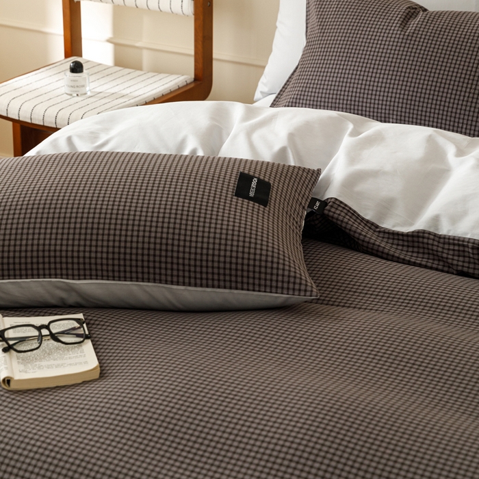 91家纺网 家纺一手货源 找家纺 卡姿家纺 2026春夏色织水洗棉无印复古风格 梵舍灰