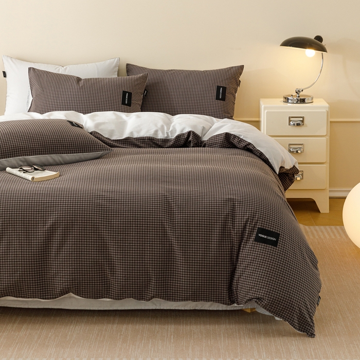 91家纺网 家纺一手货源 找家纺 卡姿家纺 2026春夏色织水洗棉无印复古风格 梵舍灰