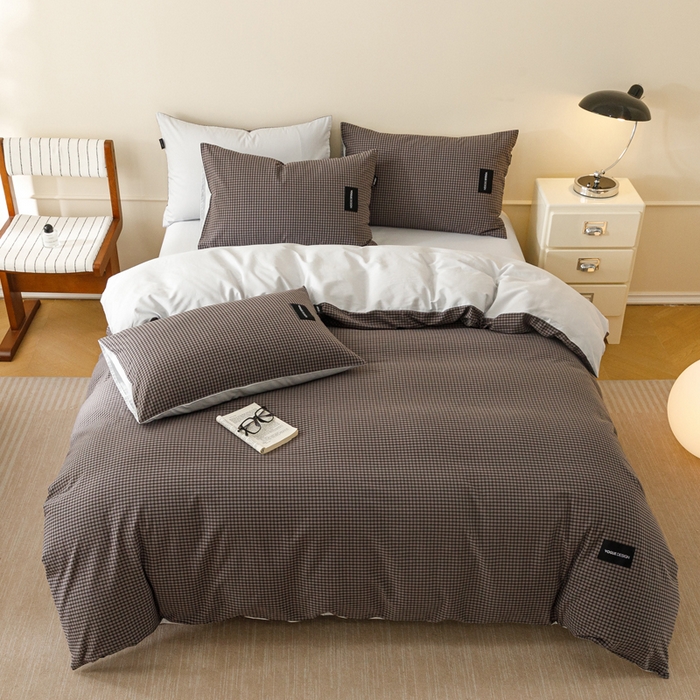 91家纺网 家纺一手货源 找家纺 卡姿家纺 2026春夏色织水洗棉无印复古风格 梵舍灰