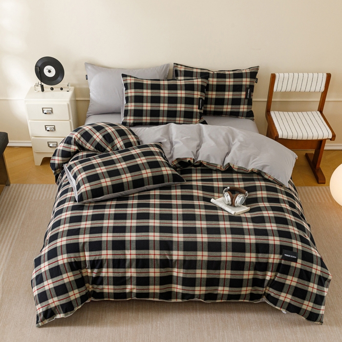 91家纺网 家纺一手货源 找家纺 卡姿家纺 2026春夏色织水洗棉无印复古风格 慕岛