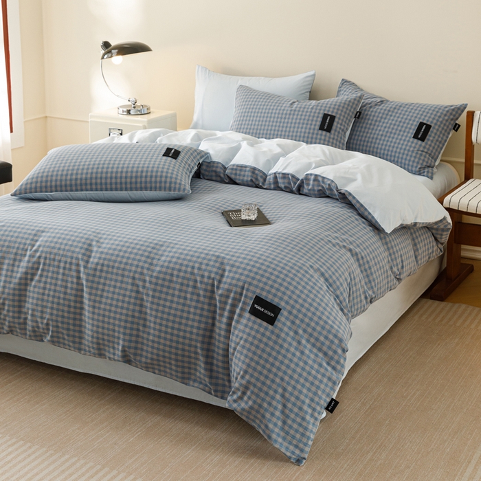 91家纺网 家纺一手货源 找家纺 卡姿家纺 2026春夏色织水洗棉无印复古风格 杰西卡雾兰