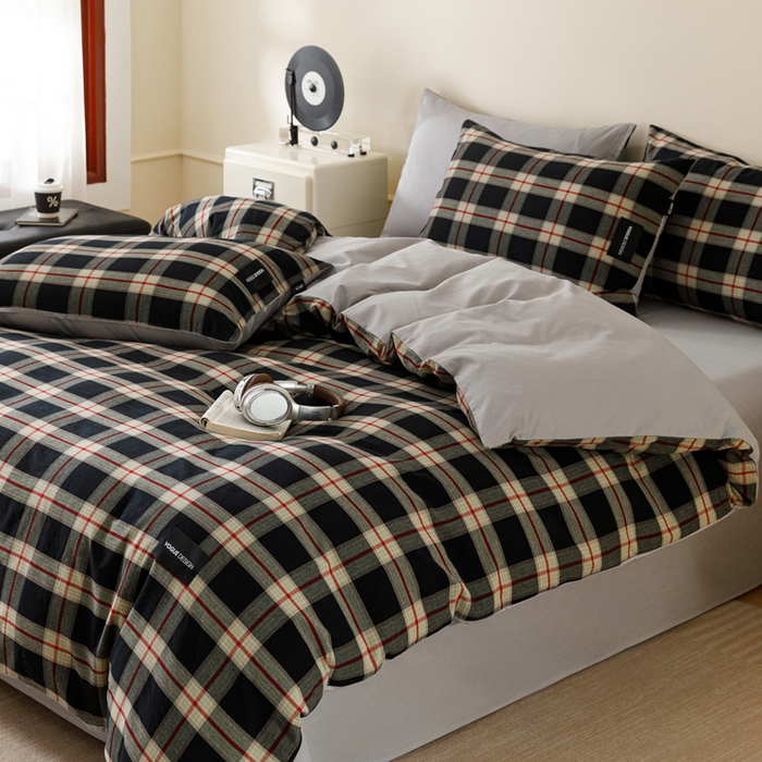 91家纺网 家纺一手货源 找家纺 卡姿家纺 2026春夏色织水洗棉无印复古风格 慕岛