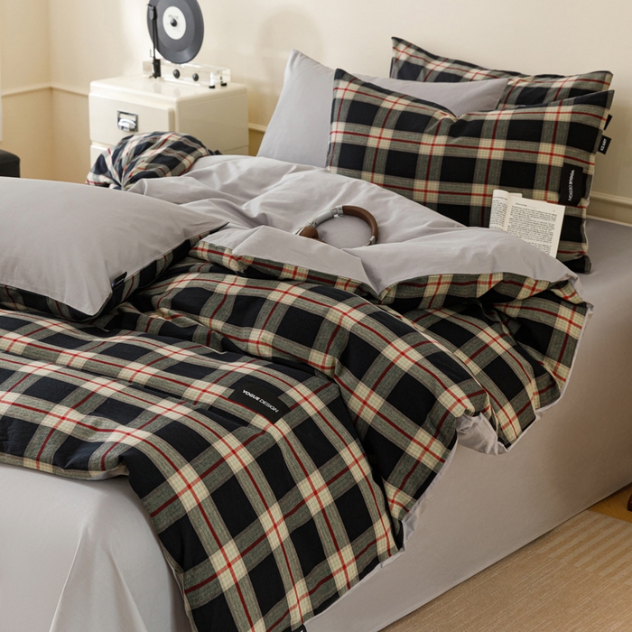 91家纺网 家纺一手货源 找家纺 卡姿家纺 2026春夏色织水洗棉无印复古风格 慕岛