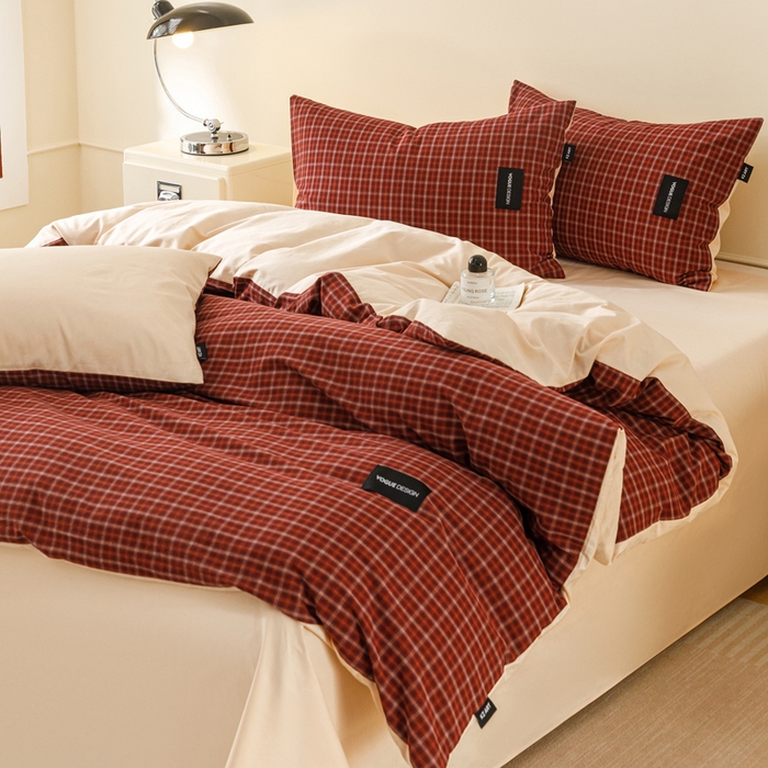 卡姿家纺 2026春夏色织水洗棉无印复古风格 旷野红