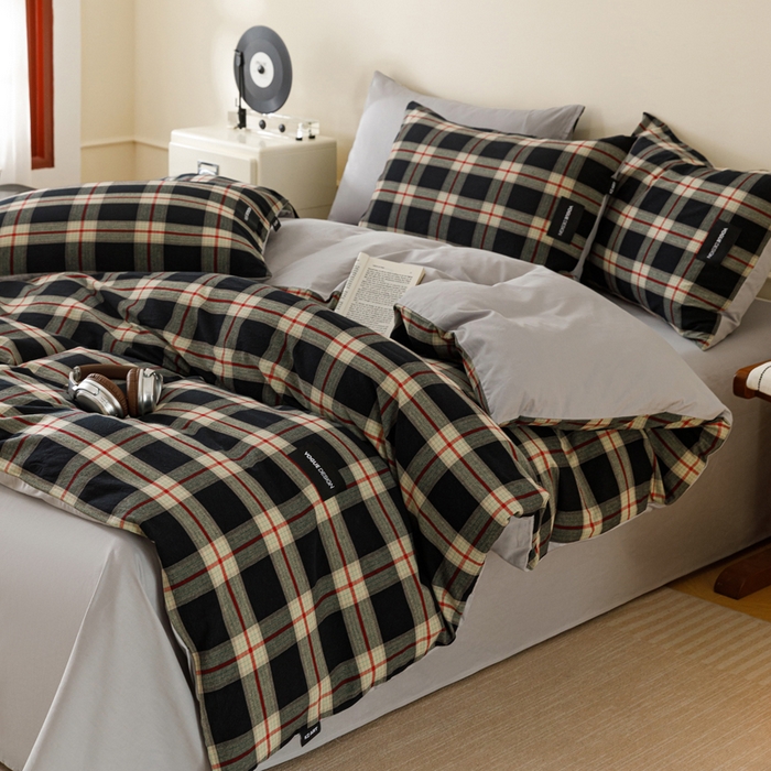 91家纺网 家纺一手货源 找家纺 卡姿家纺 2026春夏色织水洗棉无印复古风格 慕岛