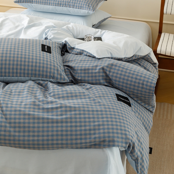 91家纺网 家纺一手货源 找家纺 卡姿家纺 2026春夏色织水洗棉无印复古风格 杰西卡雾兰