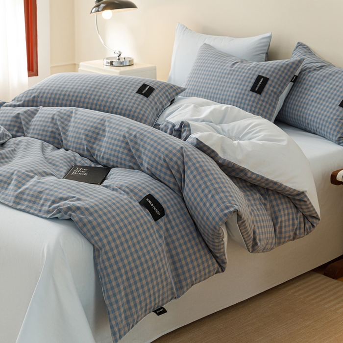 91家纺网 家纺一手货源 找家纺 卡姿家纺 2026春夏色织水洗棉无印复古风格 杰西卡雾兰