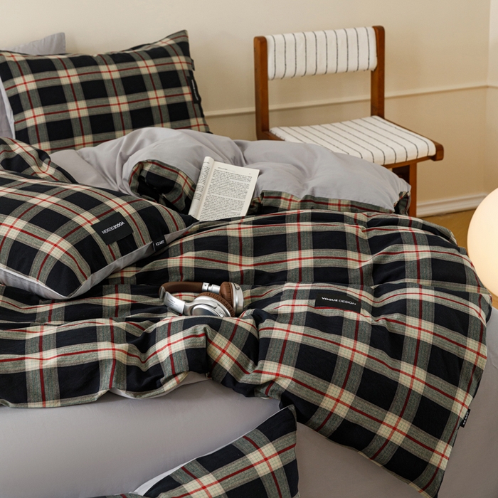 91家纺网 家纺一手货源 找家纺 卡姿家纺 2026春夏色织水洗棉无印复古风格 慕岛