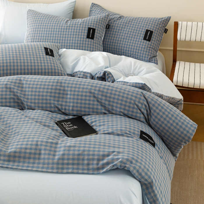 91家纺网 家纺一手货源 找家纺 卡姿家纺 2026春夏色织水洗棉无印复古风格 杰西卡雾兰