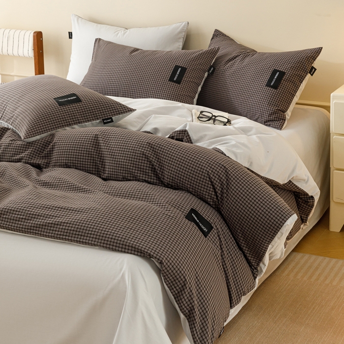 91家纺网 家纺一手货源 找家纺 卡姿家纺 2026春夏色织水洗棉无印复古风格 梵舍灰