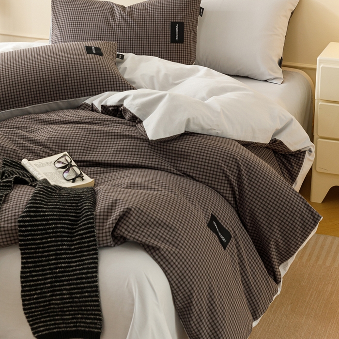 91家纺网 家纺一手货源 找家纺 卡姿家纺 2026春夏色织水洗棉无印复古风格 梵舍灰