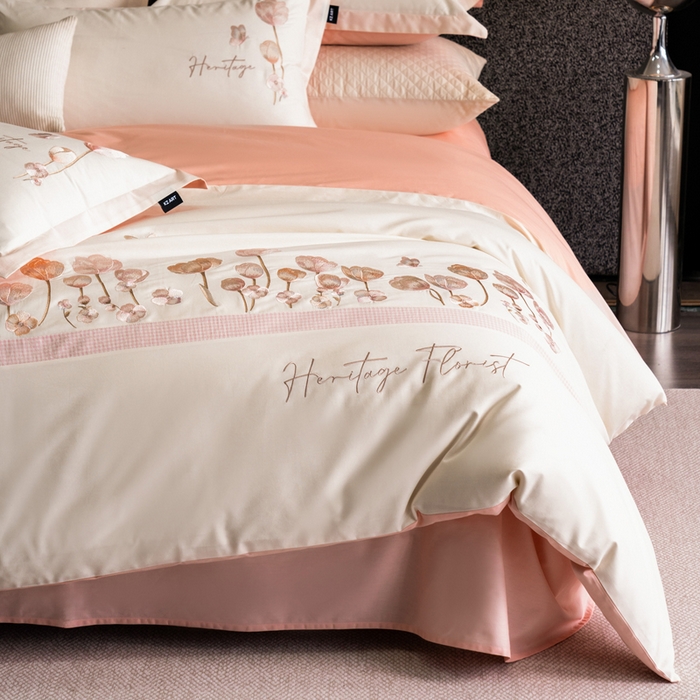 91家纺网 家纺一手货源 找家纺 卡姿家纺 2026春夏森系小清新刺绣 — 莉奥 莉奥-奶白