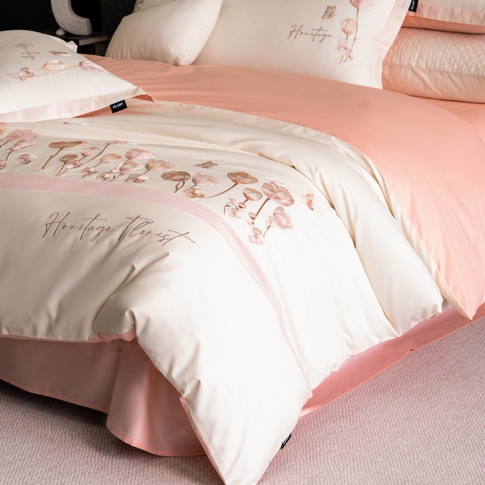 91家纺网 家纺一手货源 找家纺 卡姿家纺 2026春夏森系小清新刺绣 — 莉奥 莉奥-奶白