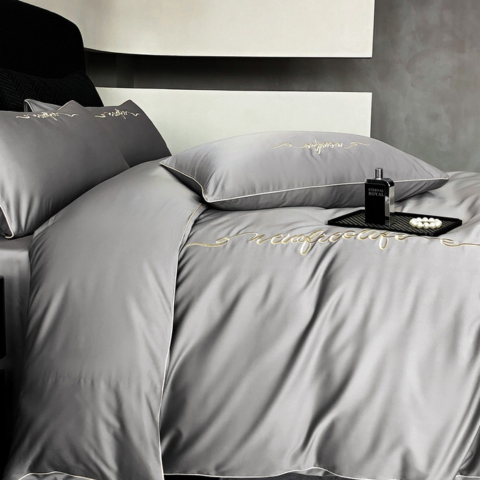 91家纺网 家纺一手货源 找家纺 （总）禧澜庭 2026新款高支纯棉全棉斜纹四件套刺绣绣花款轻奢三件套--卡罗系列