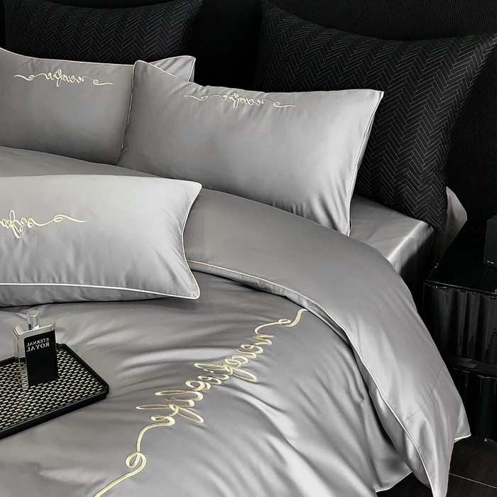 91家纺网 家纺一手货源 找家纺 （总）禧澜庭 2026新款高支纯棉全棉斜纹四件套刺绣绣花款轻奢三件套--卡罗系列