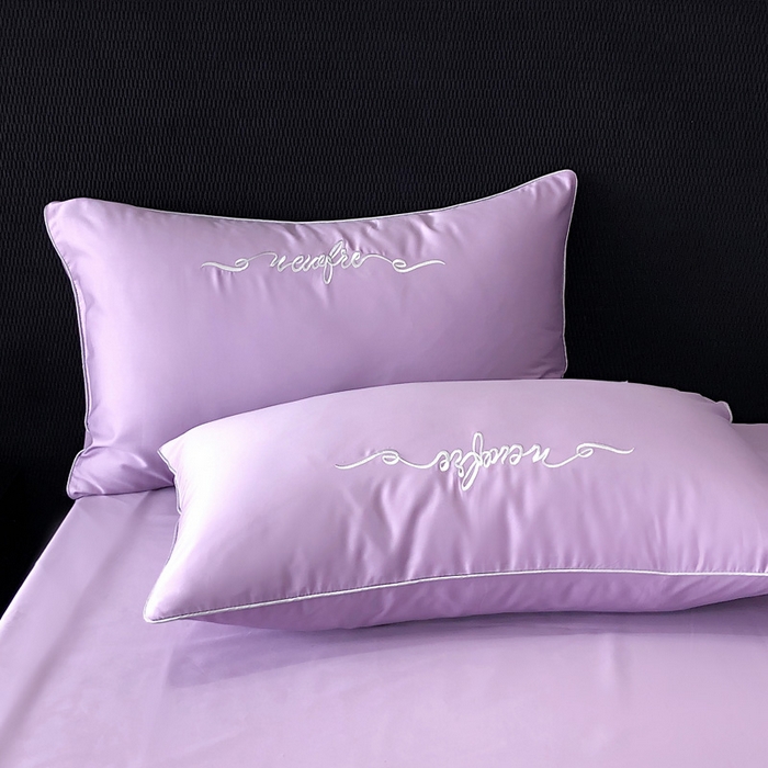 91家纺网 家纺一手货源 找家纺 禧澜庭 2026新款高支纯棉全棉斜纹四件套刺绣绣花款轻奢三件套--卡罗系列 珠光紫