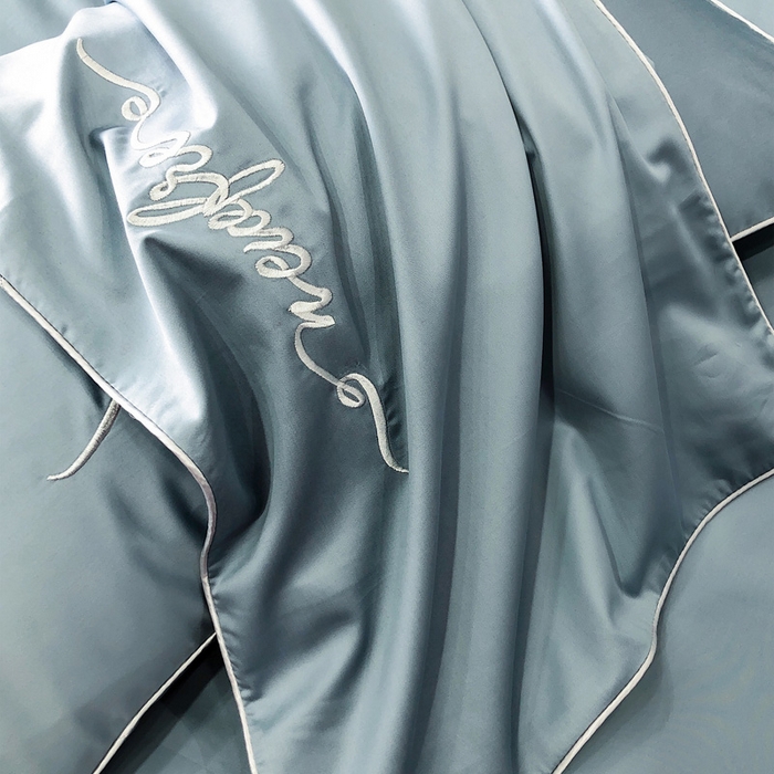 91家纺网 家纺一手货源 找家纺 禧澜庭 2026新款高支纯棉全棉斜纹四件套刺绣绣花款轻奢三件套--卡罗系列 魅力蓝