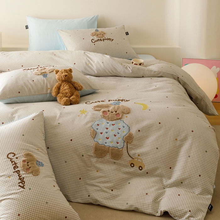 91家纺网 家纺一手货源 找家纺 卡姿家纺 2026春夏治愈系萌趣小刺绣  第一季 小狗吉姆