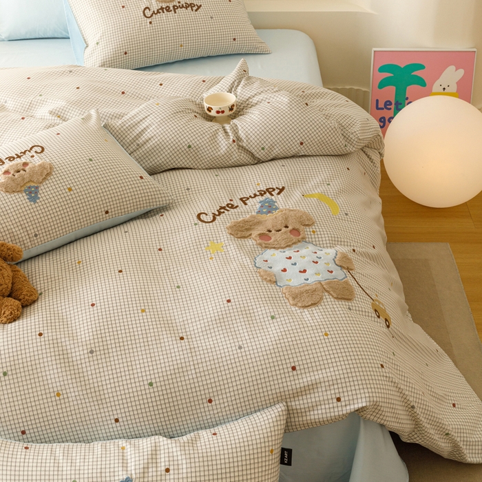 91家纺网 家纺一手货源 找家纺 卡姿家纺 2026春夏治愈系萌趣小刺绣  第一季 小狗吉姆